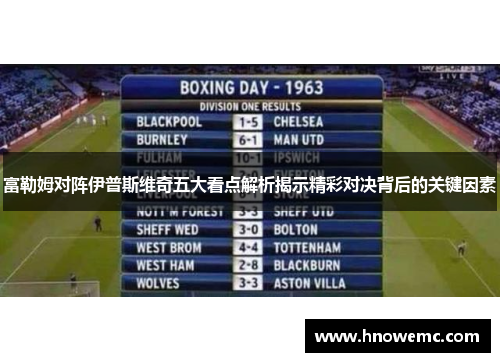 富勒姆对阵伊普斯维奇五大看点解析揭示精彩对决背后的关键因素